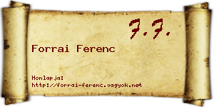 Forrai Ferenc névjegykártya